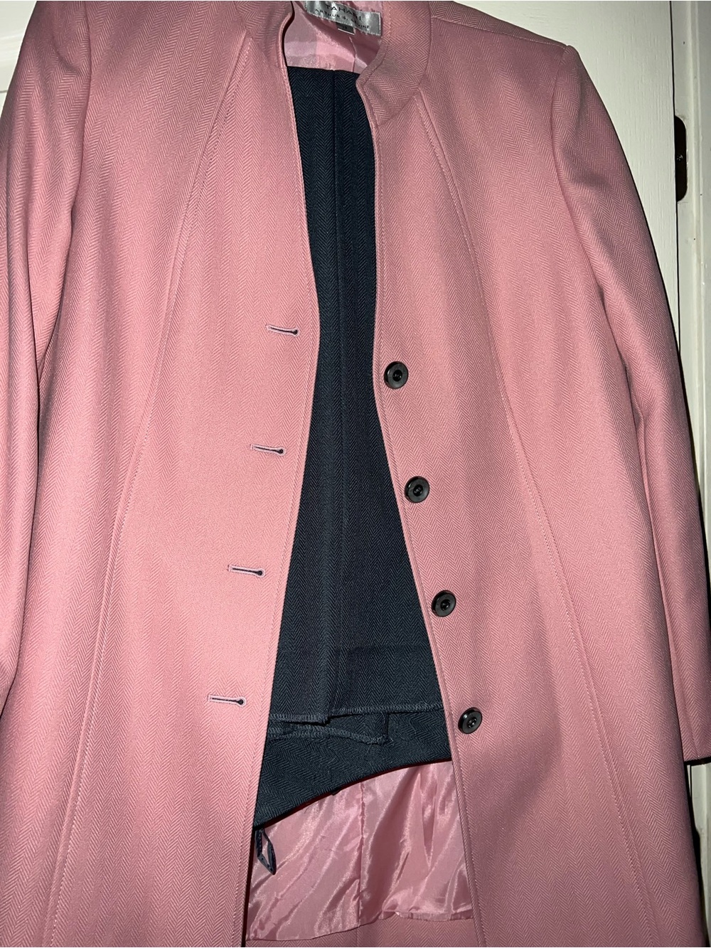 Tahari Pink Collarless Blazer with Grayish blue pants - Picture 2 of 3